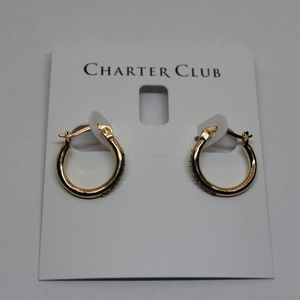 Charter Club  Gold Tone Small Pave Hoop Earrings